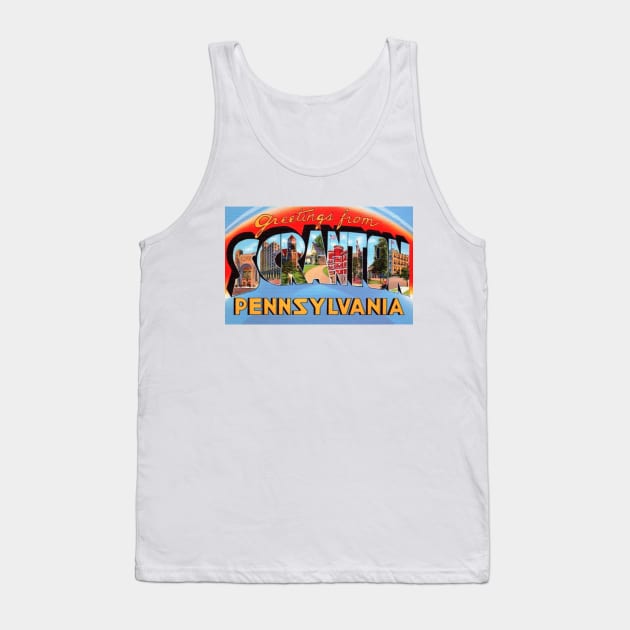 Greetings from Scranton, Pennsylvania - Vintage Large Letter Postcard Tank Top by Naves